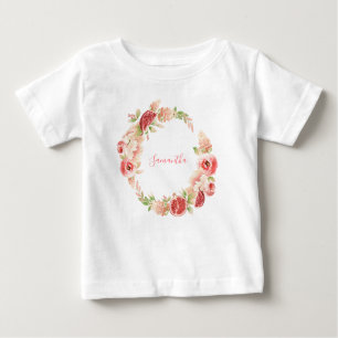 Rosa ros Blommigt Greenery Girl T Shirt