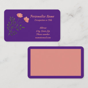 Rosa ros Blommigt Grönt Stem Lila Trendig Visitkort
