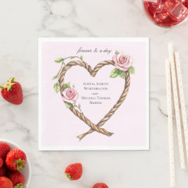 Rosa ros Blommigt Heart Bröllop Pappersservett