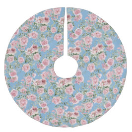 Rosa ros Blommigt Julgransmatta Borstad Polyester