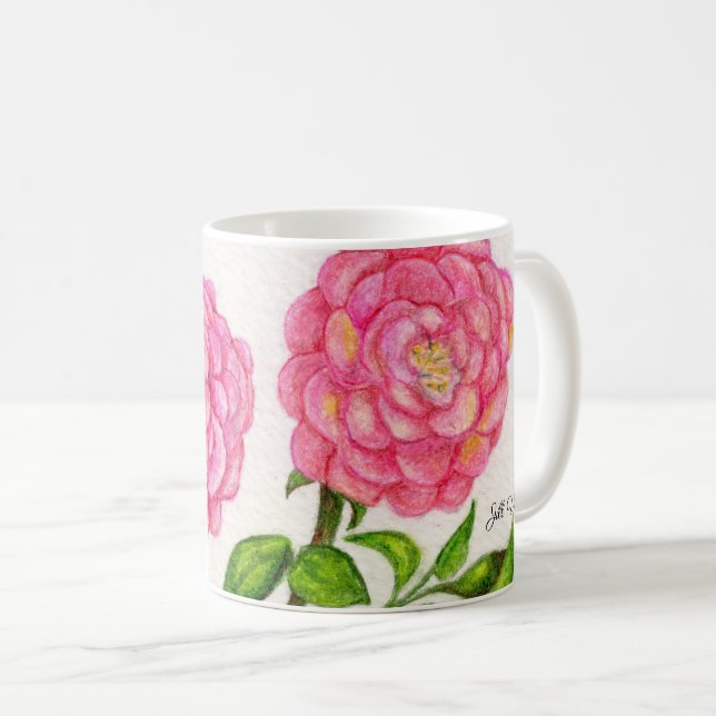 Rosa ros Blommigt Kaffemugg (Framsida höger)