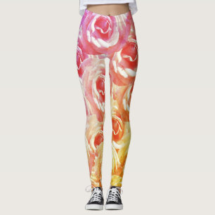 Rosa ros Blommigt Leggings