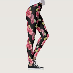 Rosa ros blommigt leggings