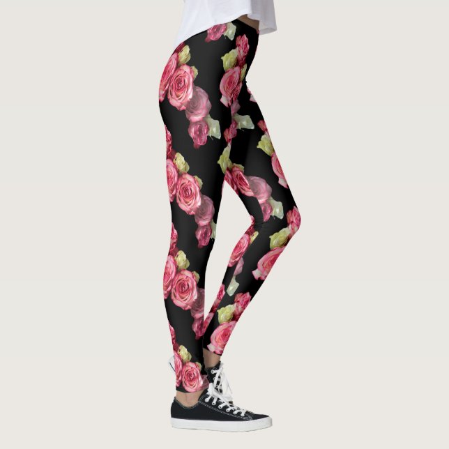 Rosa ros blommigt leggings (Höger)