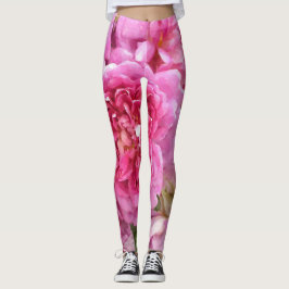 Rosa ros blommigt leggings