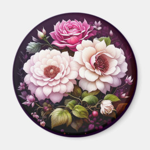 Rosa ros Blommigt Magnet