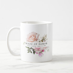  Rosa ros Blommigt Maid of honor Kaffemugg