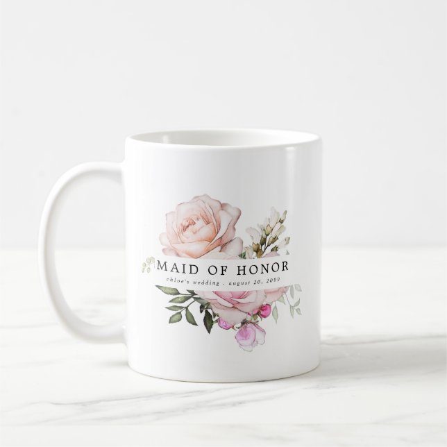  Rosa ros Blommigt Maid of honor Kaffemugg (Vänster)