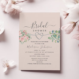 Rosa ros Blommigt Möhippa Inbjudningar