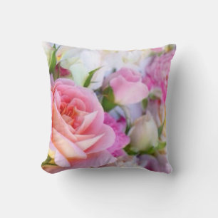 Rosa ros Blommigt - Monogram Dekorativ kudde