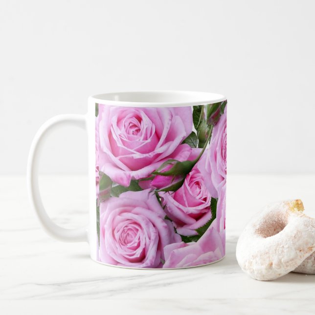 Rosa ros Blommigt Mugg (Med munk)