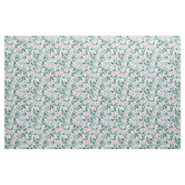 Rosa ros Blommigt Painting Powder Blue Tyg (Fat Quarter)