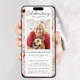 Rosa ros Blommigt Photo Funeral Digital Evite Inbjudningar