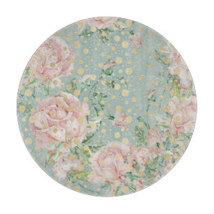 Rosa ros blommigt prick guld teal elegant vintage