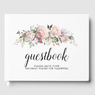Rosa ros Blommigt Quinceanera Gästböcker