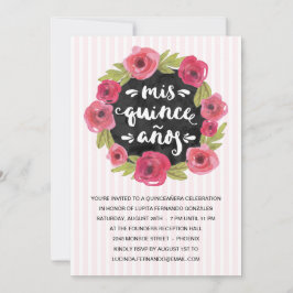 rosa ros | Blommigt Quinceanera Party Inbjudningar