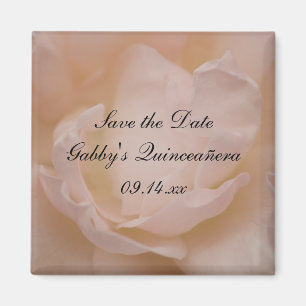 Rosa ros Blommigt Quinceañera Spara datum Magnet