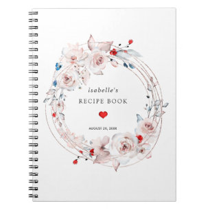 Rosa ros Blommigt Recipe Bok Anteckningsbok