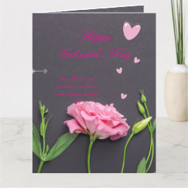 Rosa ros Blommigt - Romantiskt Valentinkort Tack Kort