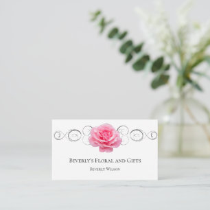 Rosa ros Blommigt Shop-Affärskortet Visitkort