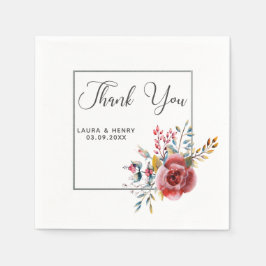Rosa ros Blommigt Silver Ram Bröllop Pappersservet Pappersservett