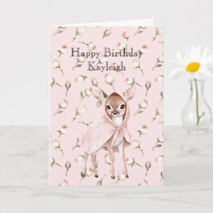 Rosa ros Blommigt Sweet Hjort Birthday Kort