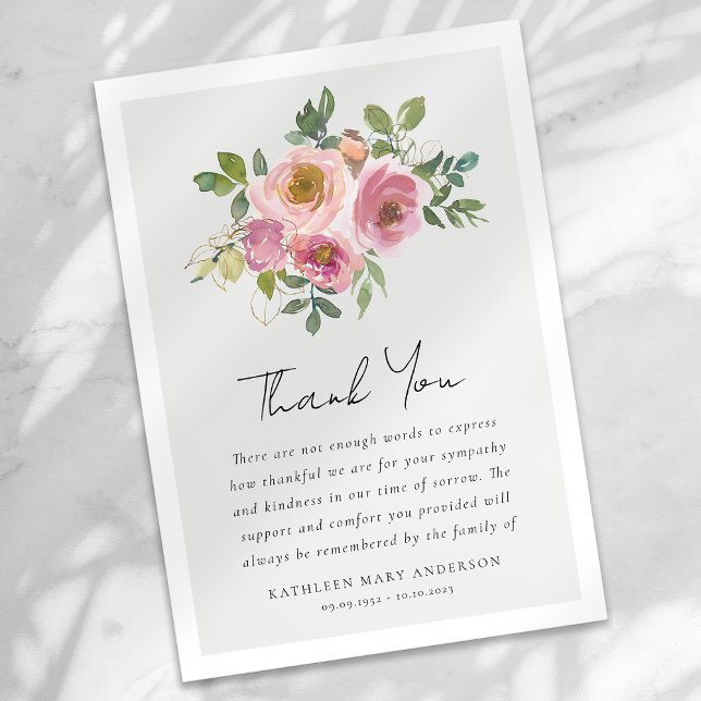 Rosa ros Blommigt Sympathy Funeral Tack Kort (Skapare uppladdad)