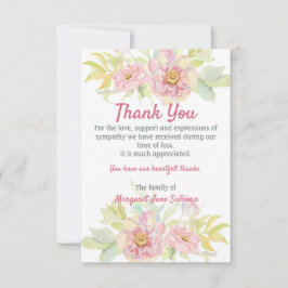 Rosa ros Blommigt Tack Funeral Sympathy