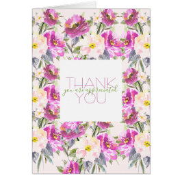 Rosa ros Blommigt Tack OBS Kort