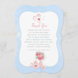 Rosa ros Blommigt Tea Party Baby Shower Tack Kort