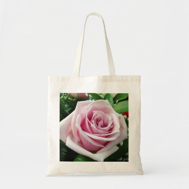 Rosa ros Blommigt Tote Bag Tygkasse (Framsidan)