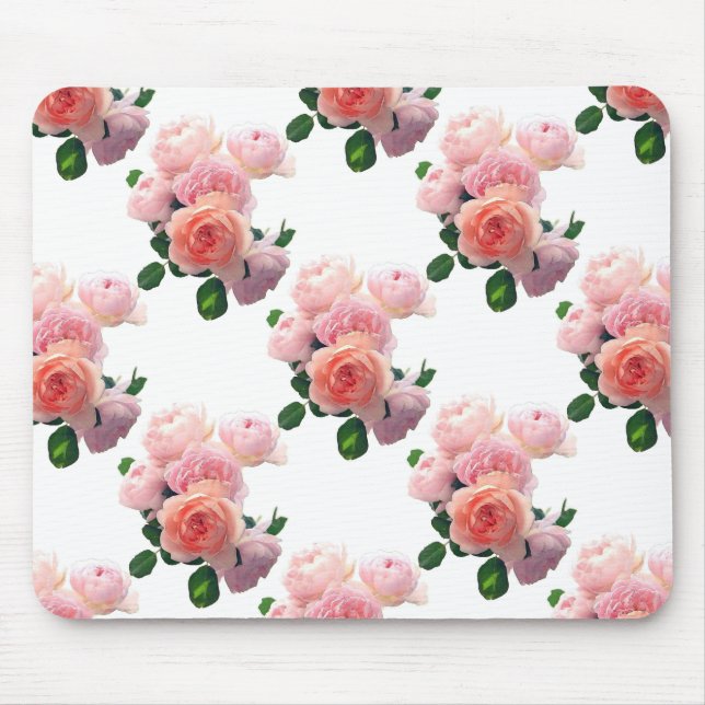 Rosa ros Blommigt Trendig för vattenfärgsgrafik Musmatta (Framsidan)