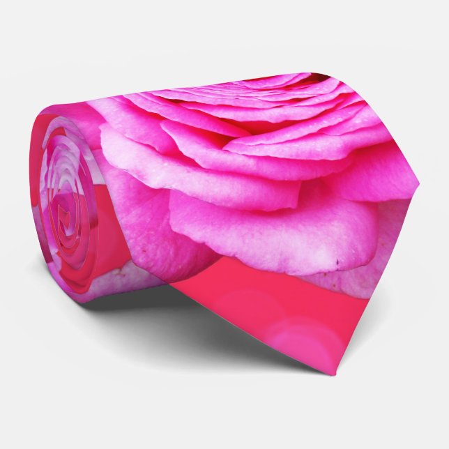 Rosa ros Blommigt Unisex Silky Tie Slips (Rullad)