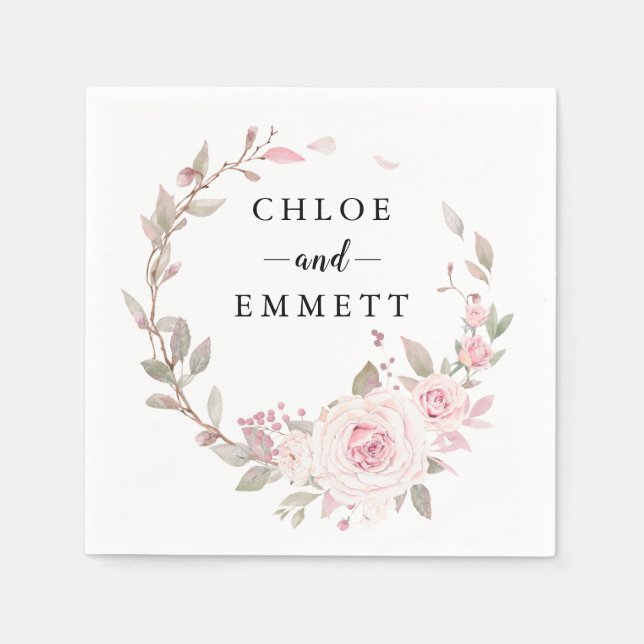  Rosa ros Blommigt Utandning Pappersservett (Framsidan)