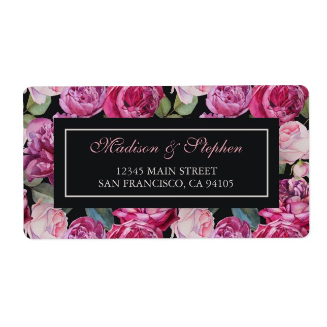 Rosa ros Blommigt Vattenfärg - Bröllop Fraktsedel (Framsidan)