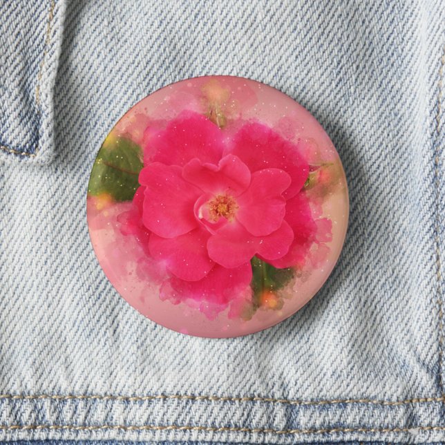 Rosa ros Blommigt Vattenfärg Knapp (Skapare uppladdad)
