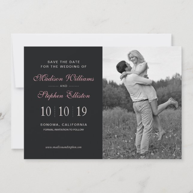 Rosa ros Blommigt Vattenfärg - Spara datum Spara Datumet (Framsida)