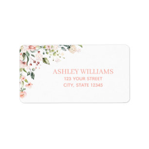  Rosa ros Blommigt Vattenfärgsfärg, Returadress Adressetikett