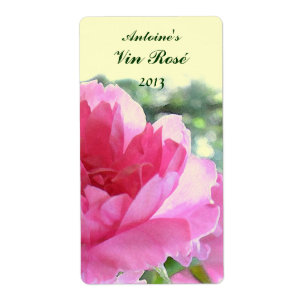 Rosa ros Blommigt Vin-etikett Fraktsedel