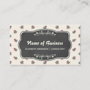 Rosa ros Blommigt Vintage Tapet och Chalkboard Visitkort