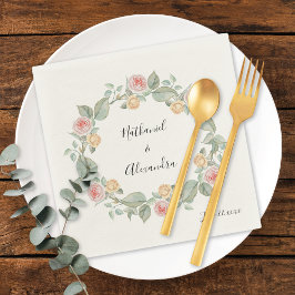 Rosa ros Blommigt Wandesamt sommaren Bröllop Napki Pappersservett