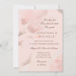 Rosa ros Blommigt Watercolor Christianl Bröllop Inbjudningar