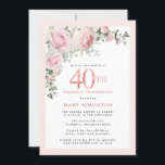 Rosa ros-Blommigten 40:e födelsedag Party Inbjudningar<br><div class="desc">Äkta en speciell kvinna med denna elegant och en feminin 40: e födelsedagsinbjudan. 40:e är skrivet i stor rosa. Födelsedagsfirandet följer. Den hedervärde gästen namn ligger också i rosa Capital brev. löven rosa ros och sage grönt skapar en vacker blommigt i toppen. Även om det är en traditionell utformning, är...</div>