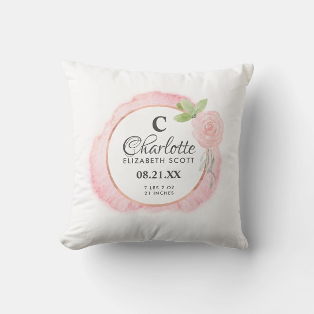  Rosa ros-Blommigtens födelseattentat Kudde (Framsida)