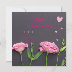 Rosa ros Blommkort - Romantiskt Valentinkort Inbjudningar