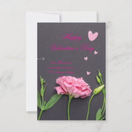 Rosa ros Blommkort - Romantiskt Valentinkort Tack Kort