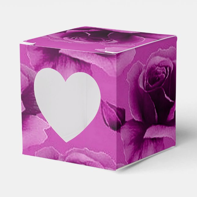 Rosa ros Blommönster Heart-favoritruta Presentaskar (Framsidan Sidan)