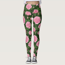 Rosa ros Blommönster Leggings