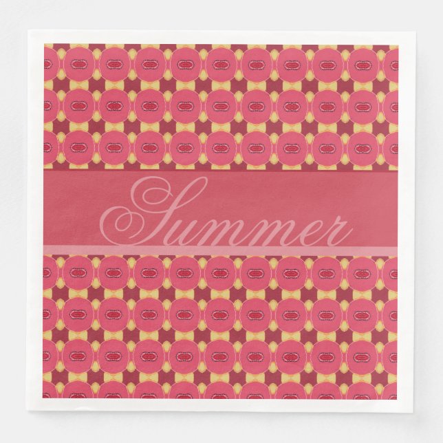 Rosa ros Blommönster Pappersservett (Framsida)