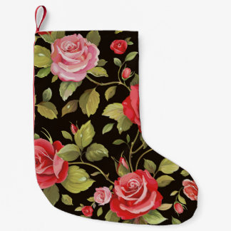 Rosa ros: blommönstret elegant. liten julstrumpa